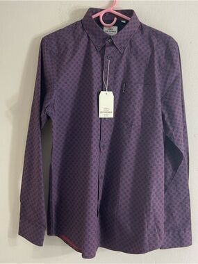 Ben Sherman Shirt The Original Mens Size Medium Purple Geometric Pattern NWT